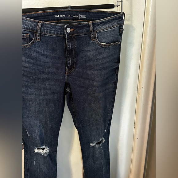 Old navy- mid rise super skinny rockstar jean, distressed knees size 10 Long - Picture 2 of 5